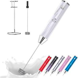 imageZulay Kitchen Lux Rechargeable Milk Frother Handheld  Powerful 2Speed Motor Fully Waterproof 2000mAh Battery  Drink Mixer For Latte Cappuccino Matcha Protein Powder  BlackWhite Marble