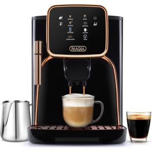 imageZulay Kitchen Magia Clasica  Fully Automatic Espresso Machine With Grinder  Touch Screen Coffee Maker With OneTouch Operation  Milk Foam System For Latte Cappuccino Macchiato  BlackBlack Copper