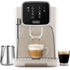 imageZulay Kitchen Magia Clasica  Fully Automatic Espresso Machine With Grinder  Touch Screen Coffee Maker With OneTouch Operation  Milk Foam System For Latte Cappuccino Macchiato  BlackCream Silver