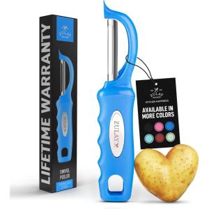 imageZulay Kitchen Premium Vegetable Peeler for Kitchen  Swivel Peeler with Razor Sharp Stainless Steel Blades ampamp Strong Ergonomic Handle  Dishwasher Safe Easy To Use with Blemish Remover  BlackBlue
