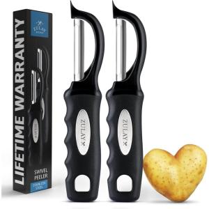 imageZulay Kitchen Premium Vegetable Peeler for Kitchen  Swivel Peeler with Razor Sharp Stainless Steel Blades ampamp Strong Ergonomic Handle  Dishwasher Safe Easy To Use with Blemish Remover  BlackBlack