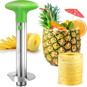imageZulay Kitchen Stainless Steel Pineapple Corer ampamp Slicer  Eye Removal Tool  Heavy Duty Pineapple Cutter with Reinforced Blade  Effortless Pineapple Core Remover ampamp Slicer  Periwinkle BlueBright Green