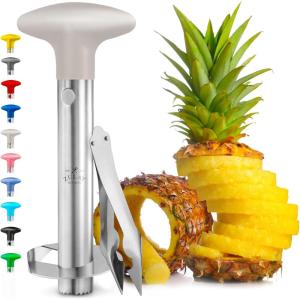 imageZulay Kitchen Stainless Steel Pineapple Corer ampamp Slicer  Eye Removal Tool  Heavy Duty Pineapple Cutter with Reinforced Blade  Effortless Pineapple Core Remover ampamp Slicer  Periwinkle BlueLight Gray