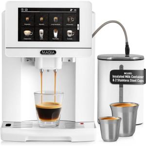 imageZulay Magia Super Automatic Espresso Maker Machine with Grinder  19 Fully Customizable Coffee Options Auto Cleaning Milk Foam System  for Latte Cappuccino Macchiato  Ultra LUX  WhiteWhite