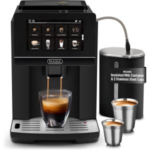 imageZulay Magia Super Automatic Espresso Maker Machine with Grinder  19 Fully Customizable Coffee Options Auto Cleaning Milk Foam System  for Latte Cappuccino Macchiato  Ultra LUX  WhiteBlack