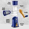 imageZulay Kitchen Rotary Cheese Grater 5 Blade Cheese Shredder  Manual Hand Crank Cheese Grater With Reinforced Suction ampamp 5 Interchangeable Drums  Easy to Use Vegetable Chopper Round Mandoline SlicerBlue and Gold