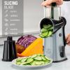 imageZulay Kitchen Rotary Cheese Grater 5 Blade Cheese Shredder  Manual Hand Crank Cheese Grater With Reinforced Suction ampamp 5 Interchangeable Drums  Easy to Use Vegetable Chopper Round Mandoline SlicerGray and Black