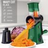 imageZulay Kitchen Rotary Cheese Grater 5 Blade Cheese Shredder  Manual Hand Crank Cheese Grater With Reinforced Suction ampamp 5 Interchangeable Drums  Easy to Use Vegetable Chopper Round Mandoline SlicerBlack and Green