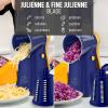 imageZulay Kitchen Rotary Cheese Grater 5 Blade Cheese Shredder  Manual Hand Crank Cheese Grater With Reinforced Suction ampamp 5 Interchangeable Drums  Easy to Use Vegetable Chopper Round Mandoline SlicerBlue and Gold
