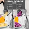 imageZulay Kitchen Rotary Cheese Grater 5 Blade Cheese Shredder  Manual Hand Crank Cheese Grater With Reinforced Suction ampamp 5 Interchangeable Drums  Easy to Use Vegetable Chopper Round Mandoline SlicerGray and White