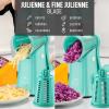 imageZulay Kitchen Rotary Cheese Grater 5 Blade Cheese Shredder  Manual Hand Crank Cheese Grater With Reinforced Suction ampamp 5 Interchangeable Drums  Easy to Use Vegetable Chopper Round Mandoline SlicerTeal