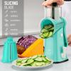 imageZulay Kitchen Rotary Cheese Grater 5 Blade Cheese Shredder  Manual Hand Crank Cheese Grater With Reinforced Suction ampamp 5 Interchangeable Drums  Easy to Use Vegetable Chopper Round Mandoline SlicerTeal