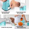imageZulay Kitchen Rotary Cheese Grater 5 Blade Cheese Shredder  Manual Hand Crank Cheese Grater With Reinforced Suction ampamp 5 Interchangeable Drums  Easy to Use Vegetable Chopper Round Mandoline SlicerWhite and Light Blue