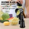 imageZulay Kitchen Rotary Cheese Grater 5 Blade Cheese Shredder  Manual Hand Crank Cheese Grater With Reinforced Suction ampamp 5 Interchangeable Drums  Easy to Use Vegetable Chopper Round Mandoline SlicerBlack and Gold