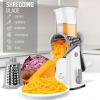 imageZulay Kitchen Rotary Cheese Grater 5 Blade Cheese Shredder  Manual Hand Crank Cheese Grater With Reinforced Suction ampamp 5 Interchangeable Drums  Easy to Use Vegetable Chopper Round Mandoline SlicerGray and White