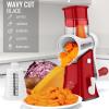 imageZulay Kitchen Rotary Cheese Grater 5 Blade Cheese Shredder  Manual Hand Crank Cheese Grater With Reinforced Suction ampamp 5 Interchangeable Drums  Easy to Use Vegetable Chopper Round Mandoline SlicerWhite and Red