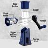 imageZulay Kitchen Rotary Cheese Grater 5 Blade Cheese Shredder  Manual Hand Crank Cheese Grater With Reinforced Suction ampamp 5 Interchangeable Drums  Easy to Use Vegetable Chopper Round Mandoline SlicerSapphire
