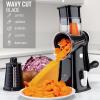 imageZulay Kitchen Rotary Cheese Grater 5 Blade Cheese Shredder  Manual Hand Crank Cheese Grater With Reinforced Suction ampamp 5 Interchangeable Drums  Easy to Use Vegetable Chopper Round Mandoline SlicerBlack