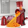 imageZulay Kitchen Rotary Cheese Grater 5 Blade Cheese Shredder  Manual Hand Crank Cheese Grater With Reinforced Suction ampamp 5 Interchangeable Drums  Easy to Use Vegetable Chopper Round Mandoline SlicerMaroon