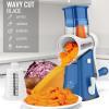 imageZulay Kitchen Rotary Cheese Grater 5 Blade Cheese Shredder  Manual Hand Crank Cheese Grater With Reinforced Suction ampamp 5 Interchangeable Drums  Easy to Use Vegetable Chopper Round Mandoline SlicerWhite and Blue