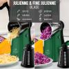 imageZulay Kitchen Rotary Cheese Grater 5 Blade Cheese Shredder  Manual Hand Crank Cheese Grater With Reinforced Suction ampamp 5 Interchangeable Drums  Easy to Use Vegetable Chopper Round Mandoline SlicerBlack and Green