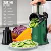 imageZulay Kitchen Rotary Cheese Grater 5 Blade Cheese Shredder  Manual Hand Crank Cheese Grater With Reinforced Suction ampamp 5 Interchangeable Drums  Easy to Use Vegetable Chopper Round Mandoline SlicerBlack and Green