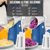 imageZulay Kitchen Rotary Cheese Grater 5 Blade Cheese Shredder  Manual Hand Crank Cheese Grater With Reinforced Suction ampamp 5 Interchangeable Drums  Easy to Use Vegetable Chopper Round Mandoline SlicerWhite and Blue
