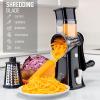 imageZulay Kitchen Rotary Cheese Grater 5 Blade Cheese Shredder  Manual Hand Crank Cheese Grater With Reinforced Suction ampamp 5 Interchangeable Drums  Easy to Use Vegetable Chopper Round Mandoline SlicerBlack