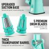 imageZulay Kitchen Rotary Cheese Grater 5 Blade Cheese Shredder  Manual Hand Crank Cheese Grater With Reinforced Suction ampamp 5 Interchangeable Drums  Easy to Use Vegetable Chopper Round Mandoline SlicerTeal