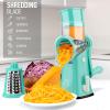 imageZulay Kitchen Rotary Cheese Grater 5 Blade Cheese Shredder  Manual Hand Crank Cheese Grater With Reinforced Suction ampamp 5 Interchangeable Drums  Easy to Use Vegetable Chopper Round Mandoline SlicerTeal