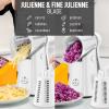 imageZulay Kitchen Rotary Cheese Grater 5 Blade Cheese Shredder  Manual Hand Crank Cheese Grater With Reinforced Suction ampamp 5 Interchangeable Drums  Easy to Use Vegetable Chopper Round Mandoline SlicerWhite