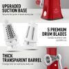 imageZulay Kitchen Rotary Cheese Grater 5 Blade Cheese Shredder  Manual Hand Crank Cheese Grater With Reinforced Suction ampamp 5 Interchangeable Drums  Easy to Use Vegetable Chopper Round Mandoline SlicerWhite and Red