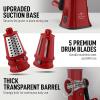 imageZulay Kitchen Rotary Cheese Grater 5 Blade Cheese Shredder  Manual Hand Crank Cheese Grater With Reinforced Suction ampamp 5 Interchangeable Drums  Easy to Use Vegetable Chopper Round Mandoline SlicerMaroon