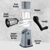 imageZulay Kitchen Rotary Cheese Grater 5 Blade Cheese Shredder  Manual Hand Crank Cheese Grater With Reinforced Suction ampamp 5 Interchangeable Drums  Easy to Use Vegetable Chopper Round Mandoline SlicerGray and Black