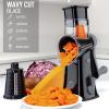 imageZulay Kitchen Rotary Cheese Grater 5 Blade Cheese Shredder  Manual Hand Crank Cheese Grater With Reinforced Suction ampamp 5 Interchangeable Drums  Easy to Use Vegetable Chopper Round Mandoline SlicerBlack Gray