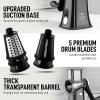 imageZulay Kitchen Rotary Cheese Grater 5 Blade Cheese Shredder  Manual Hand Crank Cheese Grater With Reinforced Suction ampamp 5 Interchangeable Drums  Easy to Use Vegetable Chopper Round Mandoline SlicerBlack