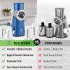 imageZulay Kitchen Rotary Cheese Grater 5 Blade Cheese Shredder  Manual Hand Crank Cheese Grater With Reinforced Suction ampamp 5 Interchangeable Drums  Easy to Use Vegetable Chopper Round Mandoline SlicerWhite and Blue