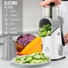 imageZulay Kitchen Rotary Cheese Grater 5 Blade Cheese Shredder  Manual Hand Crank Cheese Grater With Reinforced Suction ampamp 5 Interchangeable Drums  Easy to Use Vegetable Chopper Round Mandoline SlicerGray and White