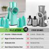 imageZulay Kitchen Rotary Cheese Grater 5 Blade Cheese Shredder  Manual Hand Crank Cheese Grater With Reinforced Suction ampamp 5 Interchangeable Drums  Easy to Use Vegetable Chopper Round Mandoline SlicerTeal