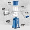 imageZulay Kitchen Rotary Cheese Grater 5 Blade Cheese Shredder  Manual Hand Crank Cheese Grater With Reinforced Suction ampamp 5 Interchangeable Drums  Easy to Use Vegetable Chopper Round Mandoline SlicerWhite and Blue