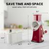 imageZulay Kitchen Rotary Cheese Grater 5 Blade Cheese Shredder  Manual Hand Crank Cheese Grater With Reinforced Suction ampamp 5 Interchangeable Drums  Easy to Use Vegetable Chopper Round Mandoline SlicerWhite and Red