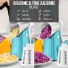 imageZulay Kitchen Rotary Cheese Grater 5 Blade Cheese Shredder  Manual Hand Crank Cheese Grater With Reinforced Suction ampamp 5 Interchangeable Drums  Easy to Use Vegetable Chopper Round Mandoline SlicerWhite and Light Blue