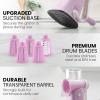 imageZulay Kitchen Rotary Cheese Grater 5 Blade Cheese Shredder  Manual Hand Crank Cheese Grater With Reinforced Suction ampamp 5 Interchangeable Drums  Easy to Use Vegetable Chopper Round Mandoline SlicerPink and White