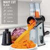 imageZulay Kitchen Rotary Cheese Grater 5 Blade Cheese Shredder  Manual Hand Crank Cheese Grater With Reinforced Suction ampamp 5 Interchangeable Drums  Easy to Use Vegetable Chopper Round Mandoline SlicerGray and Black