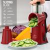 imageZulay Kitchen Rotary Cheese Grater 5 Blade Cheese Shredder  Manual Hand Crank Cheese Grater With Reinforced Suction ampamp 5 Interchangeable Drums  Easy to Use Vegetable Chopper Round Mandoline SlicerMaroon