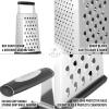 imageZulay Large 4Sided Cheese Grater  Stainless Steel Grater With Easy Grip Handle ampamp AntiSkid Base  Wide Grating Surface Box Grater With Sharp Blades For Parmesan Cheese Ginger Vegetables ampamp More