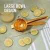 imageZulay Extra Large Lemon Squeezer Stainless Steel  Easy Squeeze Heavy Duty Lemon Juicer Hand Press  Ergonomic Citrus Squeezer ampamp Fruit Juicer for Small Oranges Lemons ampamp LimesGold