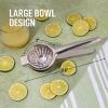 imageZulay Extra Large Lemon Squeezer Stainless Steel  Easy Squeeze Heavy Duty Lemon Juicer Hand Press  Ergonomic Citrus Squeezer ampamp Fruit Juicer for Small Oranges Lemons ampamp LimesSilver
