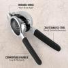 imageZulay Extra Large Lemon Squeezer Stainless Steel  Easy Squeeze Heavy Duty Lemon Juicer Hand Press  Ergonomic Citrus Squeezer ampamp Fruit Juicer for Small Oranges Lemons ampamp LimesBlack Grip