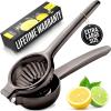 imageZulay Extra Large Lemon Squeezer Stainless Steel  Easy Squeeze Heavy Duty Lemon Juicer Hand Press  Ergonomic Citrus Squeezer ampamp Fruit Juicer for Small Oranges Lemons ampamp LimesMetallic Black